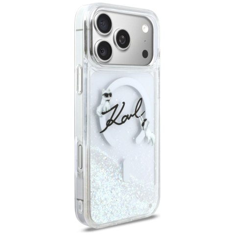 Etui Karl Lagerfeld Liquid Glitter Karl Script Logo Mag Safe do i Phone 17 Pro Max przezroczysty