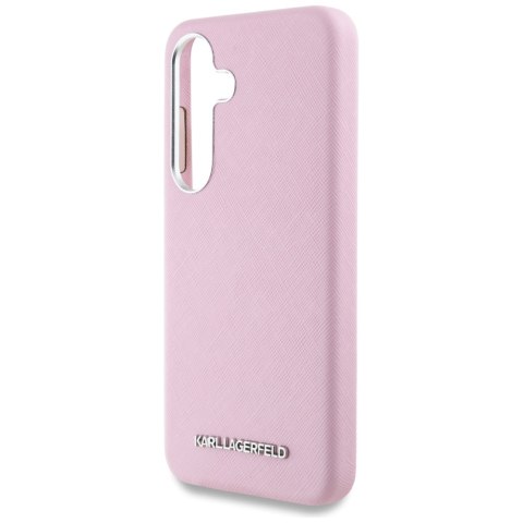 Etui Karl Lagerfeld Saffiano Full Wrapped Elongated Metal Logo Mag Safe do Samsung Galaxy S25+ różowy