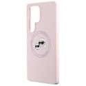 Etui Karl Lagerfeld Silicone Double Heads And Circle Mag Safe do Samsung Galaxy S25 Ultra różowy