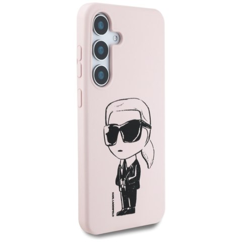 Etui Karl Lagerfeld Silicone Graffiti Ikonik Printed Logo Mag Safe do Samsung Galaxy S25 różowy