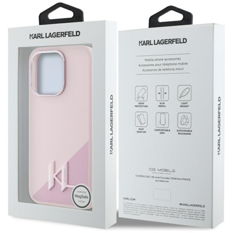 Etui Karl Lagerfeld Silicone Shadow Metal Initial Mag Safe do i Phone 15 Pro Max różowy