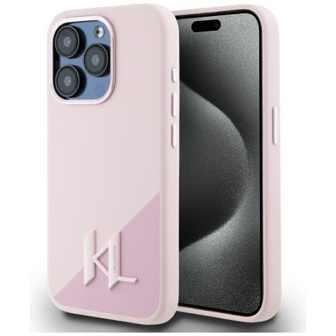 Etui Karl Lagerfeld Silicone Shadow Metal Initial Mag Safe do i Phone 15 Pro różowy