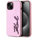 Etui Karl Lagerfeld Wrinkled Metal Signature do i Phone 15 różowy