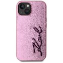 Etui Karl Lagerfeld Wrinkled Metal Signature do i Phone 15 różowy