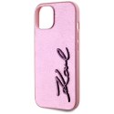 Etui Karl Lagerfeld Wrinkled Metal Signature do i Phone 15 różowy