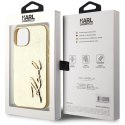 Etui Karl Lagerfeld Wrinkled Metal Signature do i Phone 15 złoty