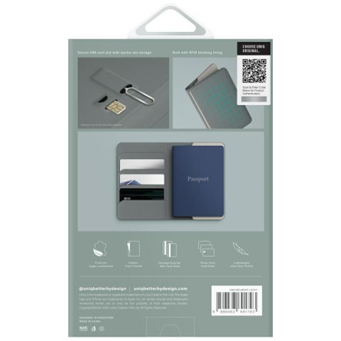 Etui na paszport UNIQ Belmont blokada RFID zielony kość słoniowa