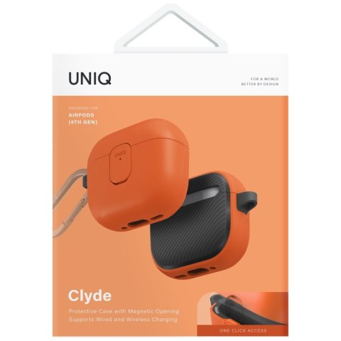Etui UNIQ Clyde do Air Pods 4 / 5 Lock Case pomarańczowy