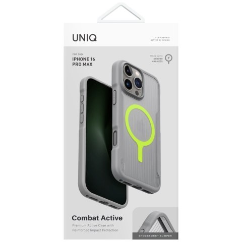 Etui UNIQ Combat Active do i Phone 16 Pro Max Magclick Charging szary