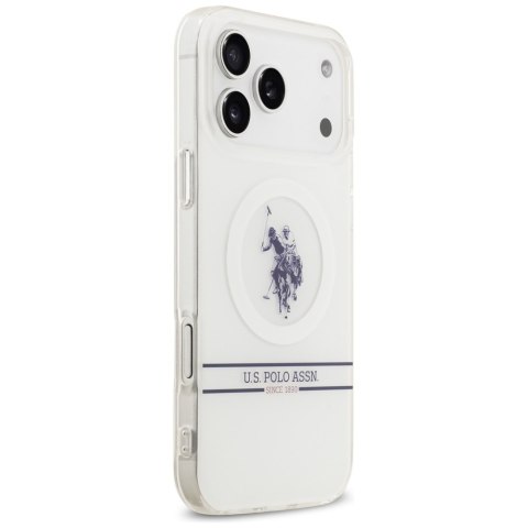 Etui US Polo DH and Bottom Stripe Logo Mag Safe do i Phone 17 Pro Max biały