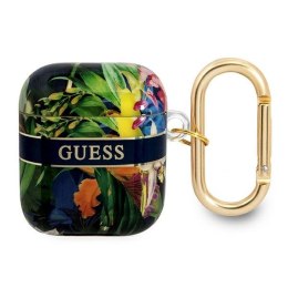 Guess GUA2HHFLB Air Pods 1/2 cover niebieski/blue Flower Strap Collection
