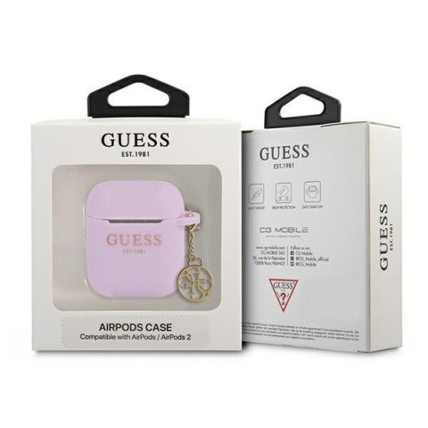 Guess GUA2LSC4EU Air Pods 1/2 cover fioletowy/purple Silicone Charm 4G Collection