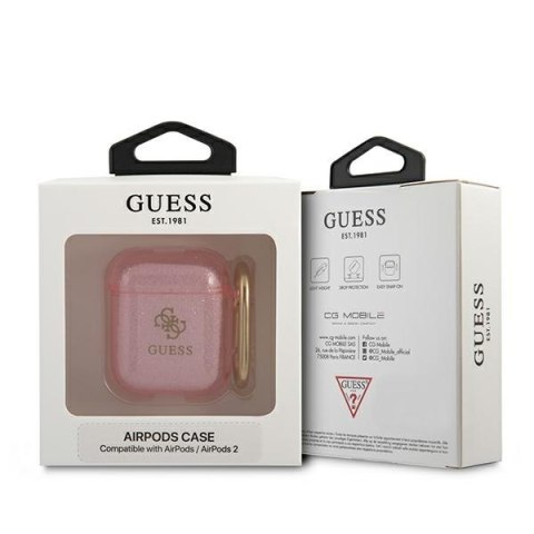 Guess GUA2UCG4GP Air Pods 1/2 cover różowy/pink Glitter Collection