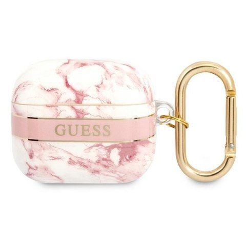 Guess GUA3HCHMAP Air Pods 3 cover różowy/pink Marble Strap Collection