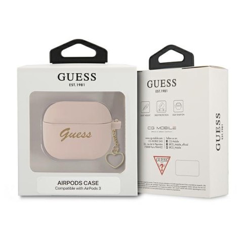 Guess GUA3LSCHSP Air Pods 3 cover różowy/pink Silicone Charm Heart Collection