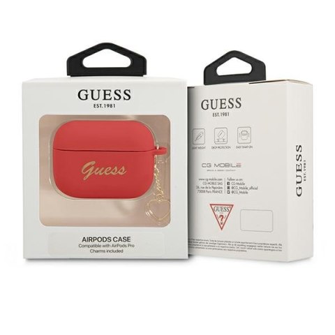 Guess GUAPLSCHSR Air Pods Pro cover czerwony/red Silicone Charm Heart Collection