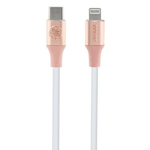 Guess GUCLLALRGDP kabel USB-C -Lightning 1.5m Fast Charging różowy/pink Ebossed Logo
