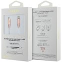 Guess GUCLLALRGDP kabel USB-C -Lightning 1.5m Fast Charging różowy/pink Ebossed Logo