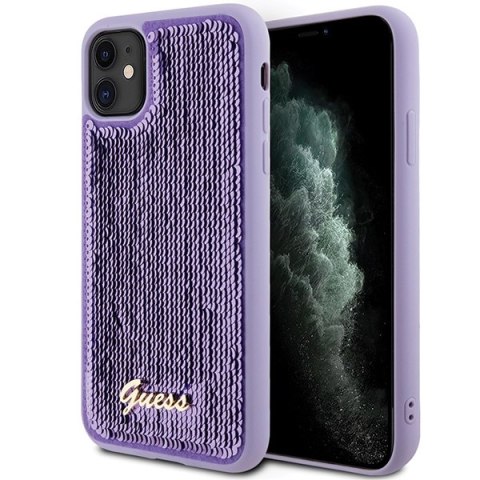 Guess GUHCN61PSFDGSU i Phone 11 / Xr 6.1" fioletowy/purple hardcase Sequin Script Metal