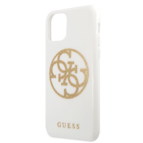 Guess GUHCN65TPUWHGLG i Phone 11 Pro Max biały/white hard case Glitter 4G Circle Logo