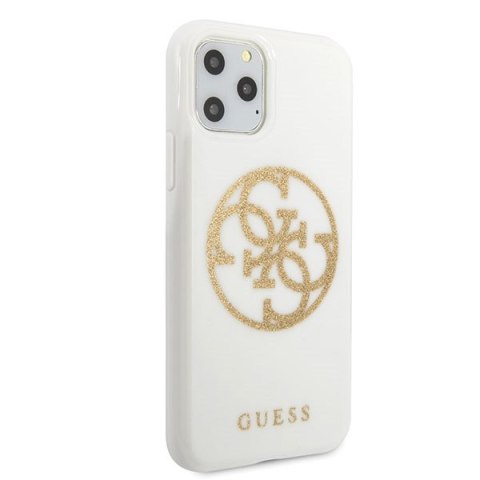 Guess GUHCN65TPUWHGLG i Phone 11 Pro Max biały/white hard case Glitter 4G Circle Logo