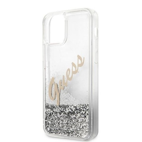 Guess GUHCP12LGLVSSI i Phone 12 Pro Max6,7" srebrny/silver hardcase Glitter Vintage Script