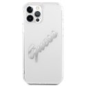 Guess GUHCP12LKTRSVSI i Phone 12 Pro Max 6,7" Transparent hardcase Vintage Script Silver