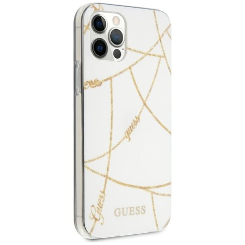 Guess GUHCP12LPCUCHWH i Phone 12 Pro Max 6,7" biały/white hardcase Gold Chain Collection