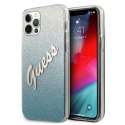 Guess GUHCP12LPCUGLSBL i Phone 12 Pro Max 6,7" niebieski/blue hardcase Glitter Gradient Script