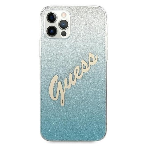 Guess GUHCP12LPCUGLSBL i Phone 12 Pro Max 6,7" niebieski/blue hardcase Glitter Gradient Script