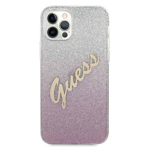 Guess GUHCP12LPCUGLSPI i Phone 12 Pro Max6,7" różowy/pink hardcase Glitter Gradient Script