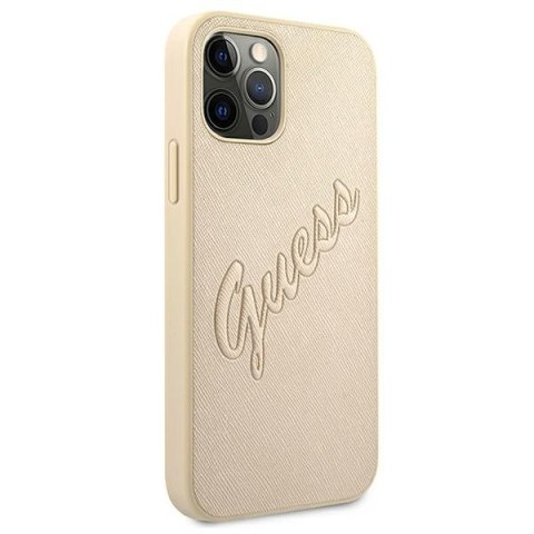 Guess GUHCP12LRSAVSLG i Phone 12 Pro Max 6,7" złoty/gold hardcase Saffiano Vintage Script