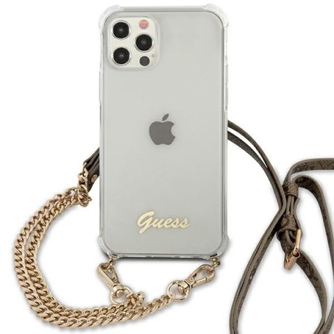 Guess GUHCP12MKC4GSGO i Phone 12/12 Pro6,1" Transparent hardcase 4G Gold Chain
