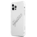 Guess GUHCP12MKTRSVSI i Phone 12/12 Pro 6,1" Transparent hardcase Vintage Script Silver