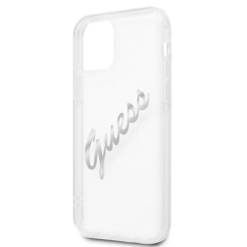 Guess GUHCP12MKTRSVSI i Phone 12/12 Pro 6,1" Transparent hardcase Vintage Script Silver
