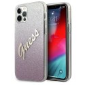 Guess GUHCP12MPCUGLSPI i Phone 12/12 Pro6,1" różowy/pink hardcase Glitter Gradient Script