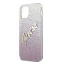 Guess GUHCP12MPCUGLSPI i Phone 12/12 Pro6,1" różowy/pink hardcase Glitter Gradient Script
