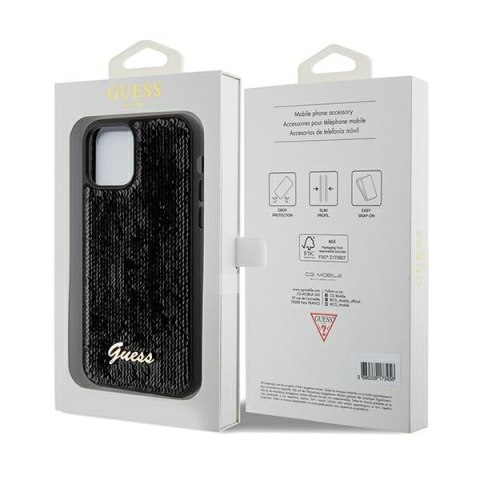 Guess GUHCP12MPSFDGSK i Phone 12/12 Pro 6.1" czarny/black hardcase Sequin Script Metal