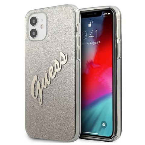 Guess GUHCP12SPCUGLSGO i Phone 12 mini5,4" złoty/gold hardcase Glitter Gradient Script