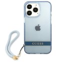 Guess GUHCP13LHTSGSB i Phone 13 Pro / 13 6,1" niebieski/blue hardcase Translucent Stap