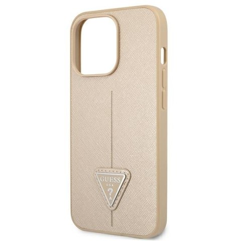 Guess GUHCP13LPSATLE i Phone 13 Pro/ 13 6,1" beżowy/beige hardcase Saffiano Triangle Logo