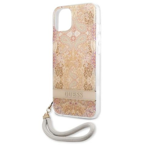 Guess GUHCP13SHFLSD i Phone 13 mini 5,4"złoty/gold hardcase Flower Strap