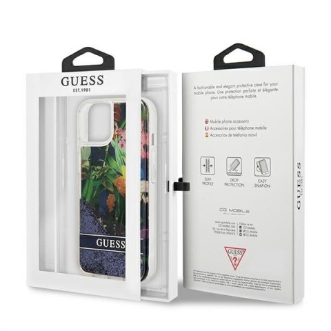 Guess GUHCP13SLFLSB i Phone 13 mini 5,4"niebieski/blue hardcase Flower Liquid Glitter