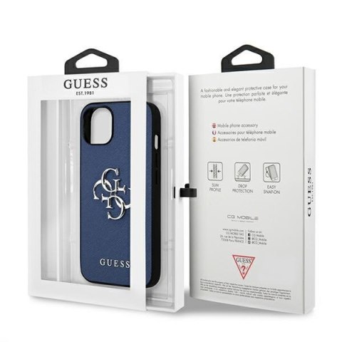 Guess GUHCP13SSA4GSBL i Phone 13 mini 5,4" niebieski/blue hardcase Saffiano 4G Metal Logo