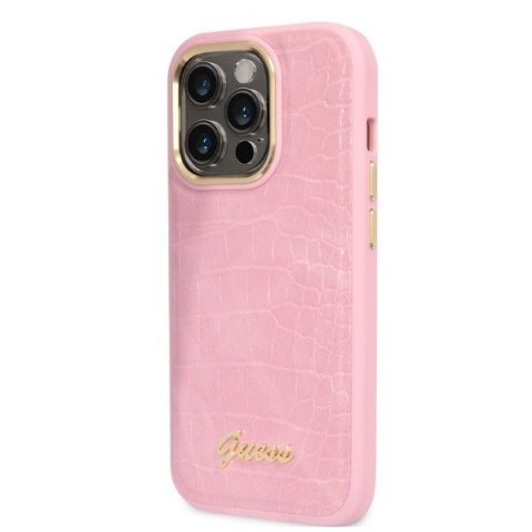 Guess GUHCP14LHGCRHP i Phone 14 Pro 6,1" różowy/pink hardcase Croco Collection
