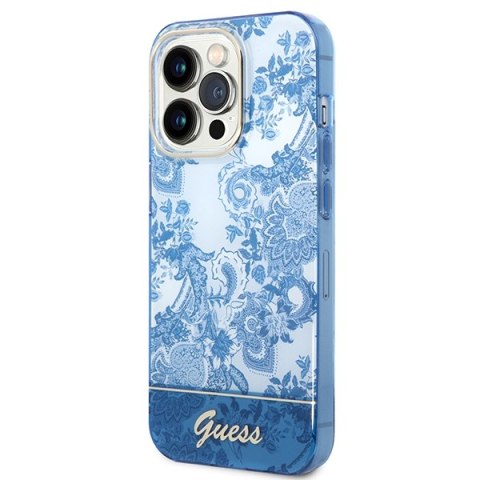 Guess GUHCP14LHGPLHB i Phone 14 Pro 6,1" niebieski/blue hardcase Porcelain Collection