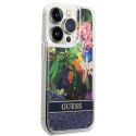 Guess GUHCP14XLFLSB i Phone 14 Pro Max6,7" niebieski/blue hardcase Flower Liquid Glitter