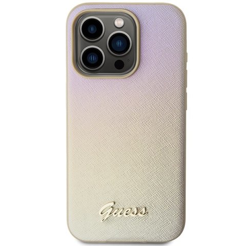 Guess GUHCP14XPSAIRSD i Phone 14 Pro Max 6.7" złoty/gold hardcase Saffiano Iridescent Script
