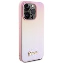 Guess GUHCP14XPSAIRSP i Phone 14 Pro Max 6.7" różowy/pink hardcase Saffiano Iridescent Script