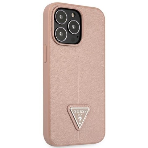 Guess GUHCP14XPSATLP i Phone 14 Pro Max 6,7" różowy/pink hardcase Saffiano Triangle Logo